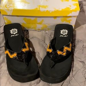 Yellow box orange and black beaded